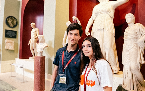students in a museum together